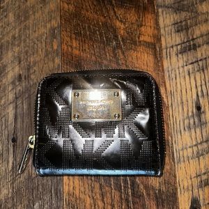 Michael Kors Black And Gold Patent Leather Wallet